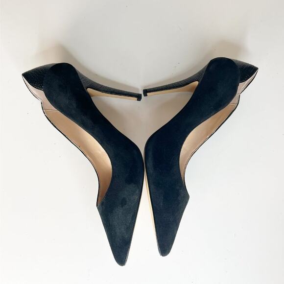 White House Black Market Black Suede Embossed Leather Stiletto Heels Shoes 10 - Picture 8 of 14